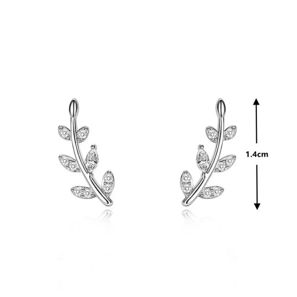 New 925 Silver Sim, Diamonds Branch Studs